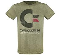 Commodore 64 C64 Logo - Vintage Hombre Camiseta Verde Jaspeado S 92% Algodón,8% Polyester Regular