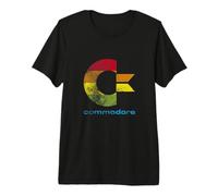 Commodore C64 - Letra mayúscula Arco Iris Rayas de Colores Effect Camiseta Premium