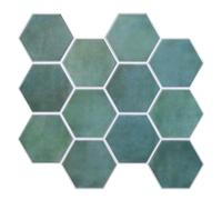 Commomy 10-Piezas Azulejos Adhesivos Cocina Baño Metro, PVC Mate Pátina Verde, 3D Pegatinas Baldosas Adhesivas Paneles Decorativas Pared Peel Stick Tiles(30 x 30 cm)