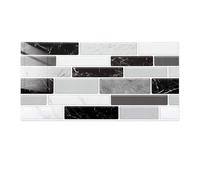 Commomy 12 Piezas Azulejos Adhesivos Cocina Baño, 15 x 30 cm, Pegatinas de Baldosas Adhesivas Pared Autoadhesivos, Mármol Blanco Y Negro, Impermeables, para Salpicaderos Decoración de Interiores