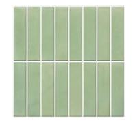 Commomy Azulejos Adhesivos Cocina Baño Metro, PVC Mate Líneas Verde Salvia, 3D Pegatinas Baldosas Adhesivas Paneles Decorativas Pared Peel Stick Tiles(10-Piezas, 30.5 x 30.5cm)