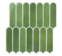 Commomy Gruesas Azulejos Adhesivos Cocina, 10 Piezas, Verde Vinilo Pared Cocina Baldosas Adhesivas 3D para Pared Baño Metro, Adhesivas Fuertes, Impermeables, 30,5 x 30,5 cm