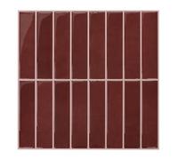 Commomy Vinilo Azulejos Adhesivos Cocina Baño, Rojo Retro, 3D Baldosas Adhesivas Decorativas Pared Azulejo Metro Adhesivo(10-Piezas, 30.5 x 30.5 cm)