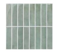 Commomy Vinilo Azulejos Adhesivos Cocina Baño, Verde Bambú, 3D Baldosas Adhesivas Decorativas Pared Azulejo Metro Adhesivo(10-Piezas, 30.5 x 30.5cm)