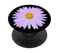 Common Daisy Margarita Purple Flowers Black Background Flor PopSockets PopGrip Adhesivo