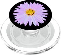 Common Daisy Margarita Purple Flowers Black Background Flor PopSockets PopGrip para MagSafe