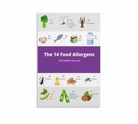 Common Food Allergies Chart Allergy Alert Poster Canvas Print Wall Decor for Restaurant Kitchen Staff Training Dining Area(Framed,08x12inch(20x30cm))