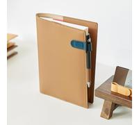 Common Nuovo Funda para libro de cuero vegano, funda para libro con 3 bolsillos y banda elástica, se adapta a novelas, ensayos y diario A5/B6, funda de libro de privacidad para lectura (beige claro