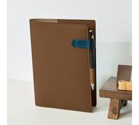 Common Nuovo Funda para libro de cuero vegano, funda para libro con 3 bolsillos y banda elástica, se adapta a novelas, ensayos y diario A5/B6, funda de libro de privacidad para lectura (marrón moca