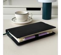 Common Nuovo Funda para libro de cuero vegano, funda para libro con 3 bolsillos y banda elástica, se adapta a novelas, ensayos y diario A5/B6, funda de libro de privacidad para lectura (negro espresso