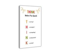 Communication Poster THINK Before You Speak Art Mindful Speaking Guide for Better Relationships Canvas Print Wall Decor for Home Office(Framed,08X12inch(20X30cm))
