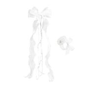 Communion Hair Accessories - 19,6 pulgadas White Bow Pearl Headpiece, Elegant Flower Girl Hair Ornament with Delicado Bridal Design, Wedding Ceremony Hairs Accessory, Party Birthday Special Event
