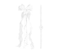 Communion Hair Accessories, White Bow Headwear, Pearl Flower Gear with Smart Style, Utility Aid for Daily Dress, Bow Mate, Hair Aid for Wedding Ceremony Party Birthday Special Event Church 19,6