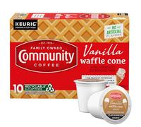 Community Coffee Cápsulas de café con sabor a helado de vainilla, 10 cápsulas compatibles con cafeteras Keurig 2.0