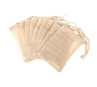 COMNICO 10 bolsas de jabón de sisal natural para hacer espuma y secar, bolsa de jabón de malla de burbujas, bolsa de algodón hecha a mano con cordón para limpieza facial, herramienta de baño y ducha