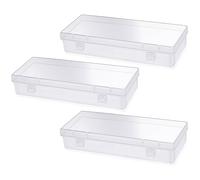 COMNICO 3 recipientes pequeños de plástico para almacenamiento, cajas rectangulares transparentes con cuentas transparentes, accesorios para joyas, manualidades, tornillos y objetos pequeños