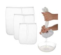 COMNICO Bolsa de leche de nueces, paquete de 3 bolsas reutilizables de nailon para queso, colador de alimentos, para almendras, soja, yogur, infusión fría, café, té, cerveza, jugo de apio, malla de