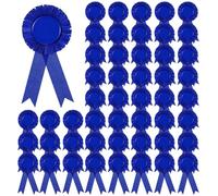 COMNICO Juego de 50 rosetas de cinta de premio en blanco, roseta de satén, participación, insignia honorable, premio, ganador, cinta de reconocimiento de victoria, medalla para premio en el aula