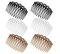 COMNICO Juego de 6 peines laterales para el pelo francés, accesorios de peine para el pelo para mujer, peine decorativo de plástico, pinzas para el pelo, 4 colores, para novia, velo de boda, dientes