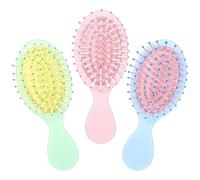 COMNICO Mini cepillo de pelo húmedo, 3 piezas de tamaño pequeño, cepillo de viaje para desenredar, 3 colores, húmedo y seco, sin enredos ni roturas, para hombres y mujeres, cabello liso y rizado