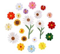 COMNICO Parches termoadhesivos con Flores de Margarita, 21 Piezas, Parches Bordados, Parches con Apliques de Girasol para decoración de Bricolaje, Ropa, Mochilas, Camisetas, Jeans, Chaquetas, Zapatos