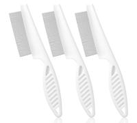 COMNICO Peine antipulgas para perros y gatos, 3 piezas de peine de acero inoxidable para la cara del perro, peine de aseo para mascotas, herramienta de aseo de dientes finos para eliminar manchas de