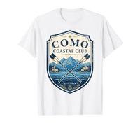 como Coastal Club Lakecore Italiano Verano Vintage Emblema Camiseta gráfica económica, Hombre, Blanco, M