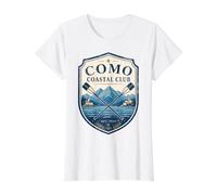 como Coastal Club Lakecore Italiano Verano Vintage Emblema Camiseta gráfica económica, Mujer, Blanco, M