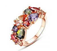 (como en la imagen - número 6) Anillo de temperamento Mona Lisa con circonitas coloridas de Cao Shi