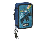Safta Estuche escolar Como Entrenar A TU DRAGÓN – 37 útiles, infantil 5-14 años, 12.5x5.5x19.5 cm