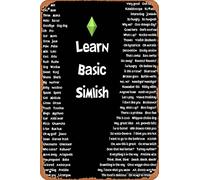 Cómo hablar Simlish - The Basics To The Unique Language of The SIMS Póster Vintage Retro Metal Sign 8 x 12 pulgadas Man Cave Home Wall Decor