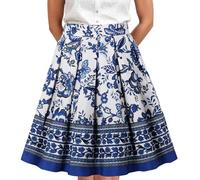 Como Nosotros Faldas Hoben Elegante Falda plisada para mujer, color sólido, falda A con cintura Talla 50, azul, XL