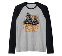 Como Padre Como Hijo Conducción ATV Motocross Regalo Camiseta Manga Raglan