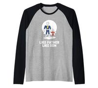 como Padre como Hijo Orgulloso papá Entusiasta de la crianza Camiseta Manga Raglan