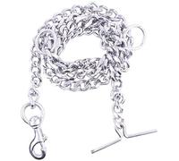 Como se ve en la televisión, cadena larga de acero inoxidable pesado para perros medianos, gatos o animales, cadena de plata (L - 152.4 cm), cadena n.º 10, peso: 350 gramos