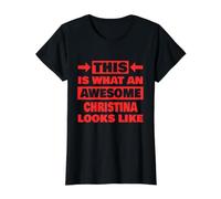 Cómo se ve una Christina Impresionante Nombre Divertido de Christina Camiseta gráfica económica, Mujer, Negro, S