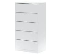 MOBELCENTER - Cómoda 5 Cajones Blanco Artik, Melamina de 16 mm, Fácil Montaje, Medidas 60x40x110 cm (1513)