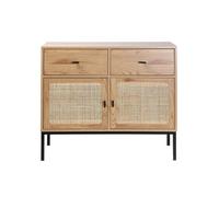 Cómoda 2 Puertas 2 Cajones con Rejilla De Ratán - 90 Cm