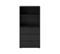 Cómoda 3 cajones 2 baldas abiertas negro l50 cm - dark