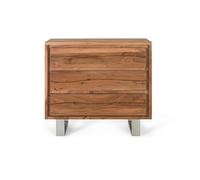 Cómoda 3 cajones fabricada en madera maciza de acacia en color marrón de 81x40x91 cm - giner y colomer