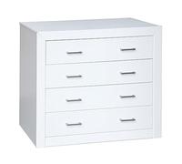 Cómoda 4 cajones, Serie Kalpe, Medidas 80x95x40 cm (altoxanchoxfondo), Robusta y Resistente (Blanco Lacado)