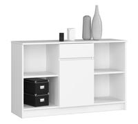 Cómoda akord b17 blanco 120 cm 1 puerta 1 cajón frente en color blanco 6 estantes 120x40x77 cm