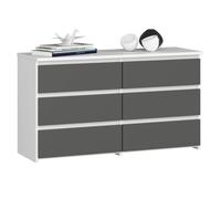 Cómoda akord cl100 blanco 100 cm 6 cajones frente en color gris grafito 100x35x57 cm