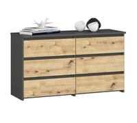 Cómoda akord cl100 grafito gris 100 cm 6 cajones frente en color roble artisan 100x35x57 cm