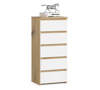 Cómoda akord cl5 roble artisan 40 cm 5 cajones frente en color blanco 40x35x92 cm