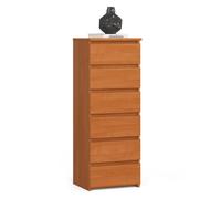 Cómoda akord cl6 aliso 40 cm 6 cajones frente en color aliso 40x35x109 cm