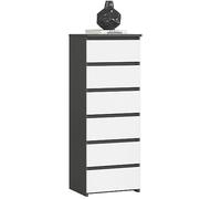 Cómoda AKORD CL6 Grafito Gris 40 cm 6 cajones frente en color Blanco 40x35x109 cm