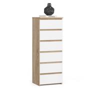 Cómoda akord cl6 roble sonoma 40 cm 6 cajones frente en color blanco 40x35x109 cm
