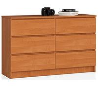 Cómoda AKORD K120 Aliso 120 cm 6 cajones frente en color Aliso 120x40x77 cm