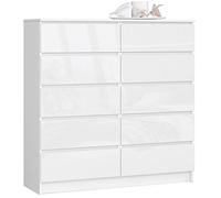 Cómoda AKORD K120 Blanco 120 cm 10 cajones frente en color Blanco Brillo 120x40x121 cm